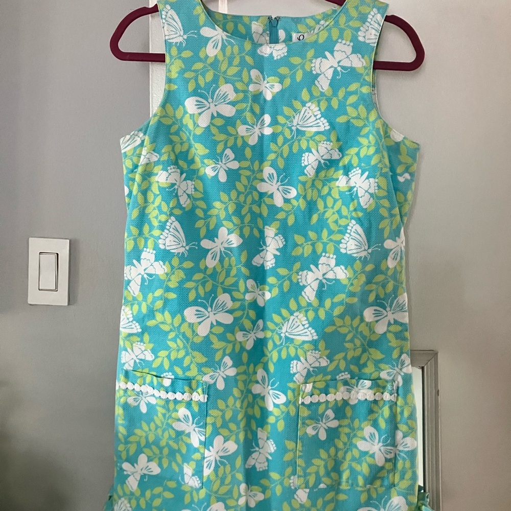 Lilly Pulitzer Blue and Green Sundress Sleeveless Scoop Neck
